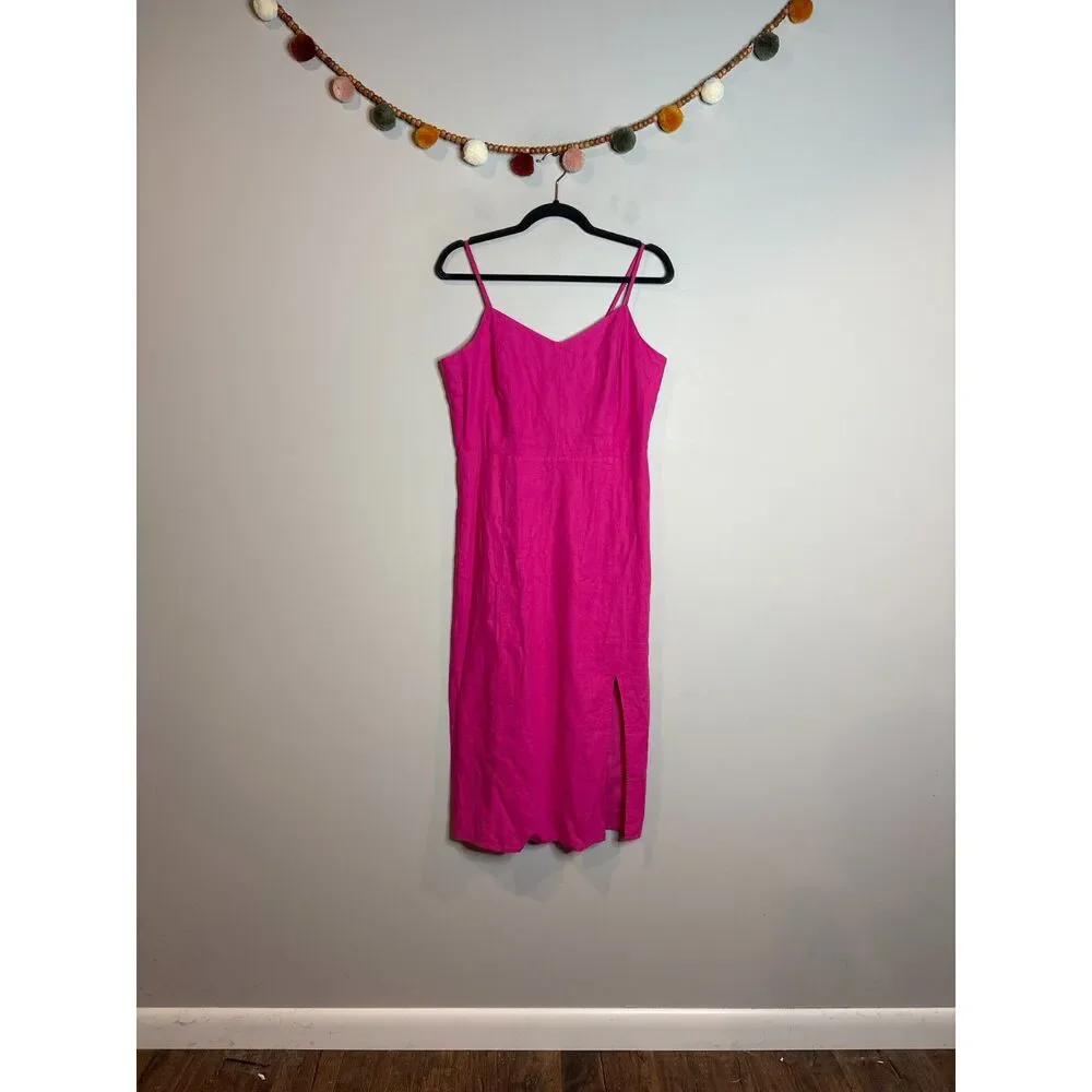 J. Crew pink linen blend midi dress